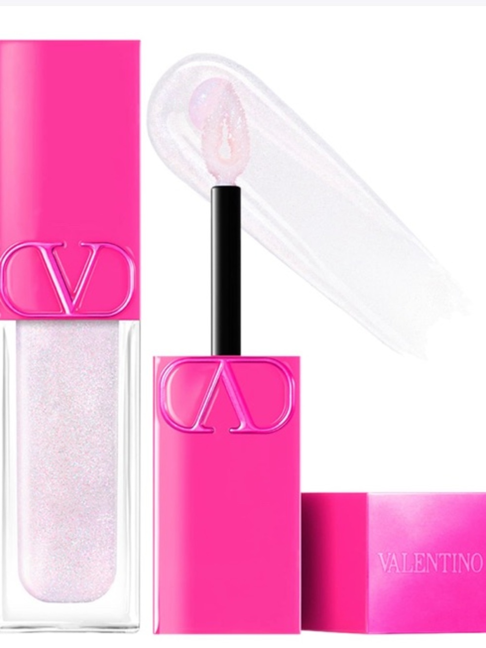 Valentino Iridescent Sheer Lip Gloss — Bright Pink Case